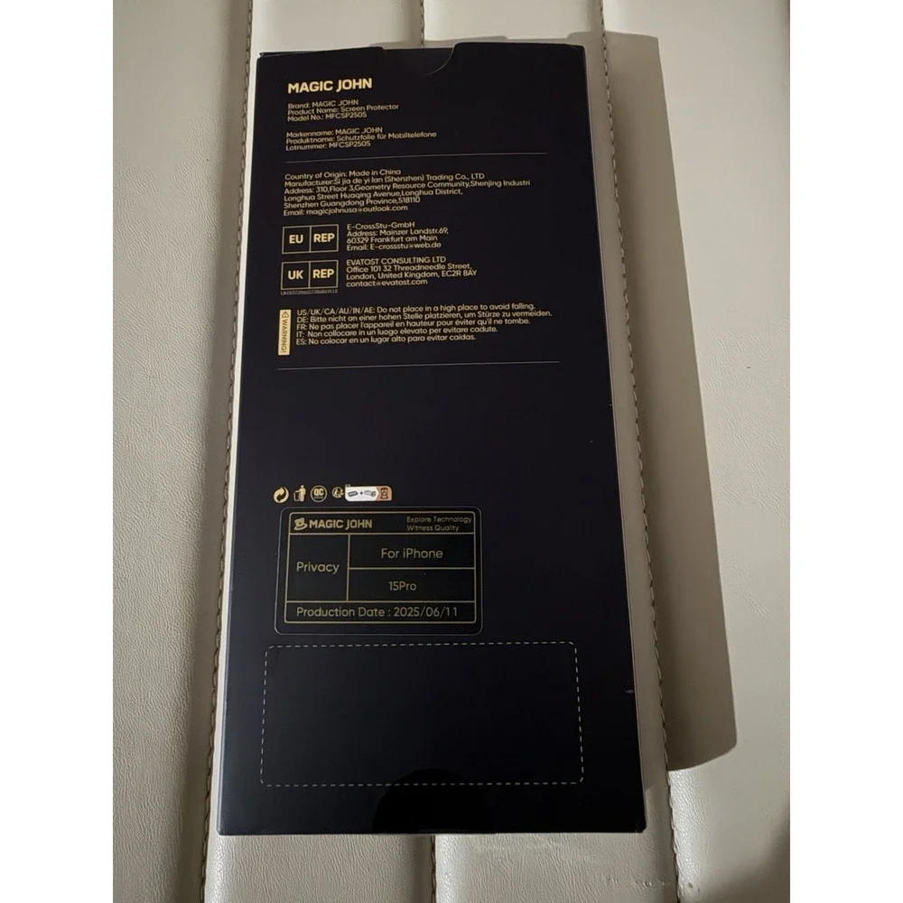 MAGIC JOHN for iPhone 15 Pro Screen Protector New In Box